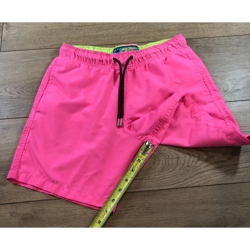 Surf Society Men's Small Swim‎ Shorts Pink Beach Surf Swim Logo Retro 80s 90s